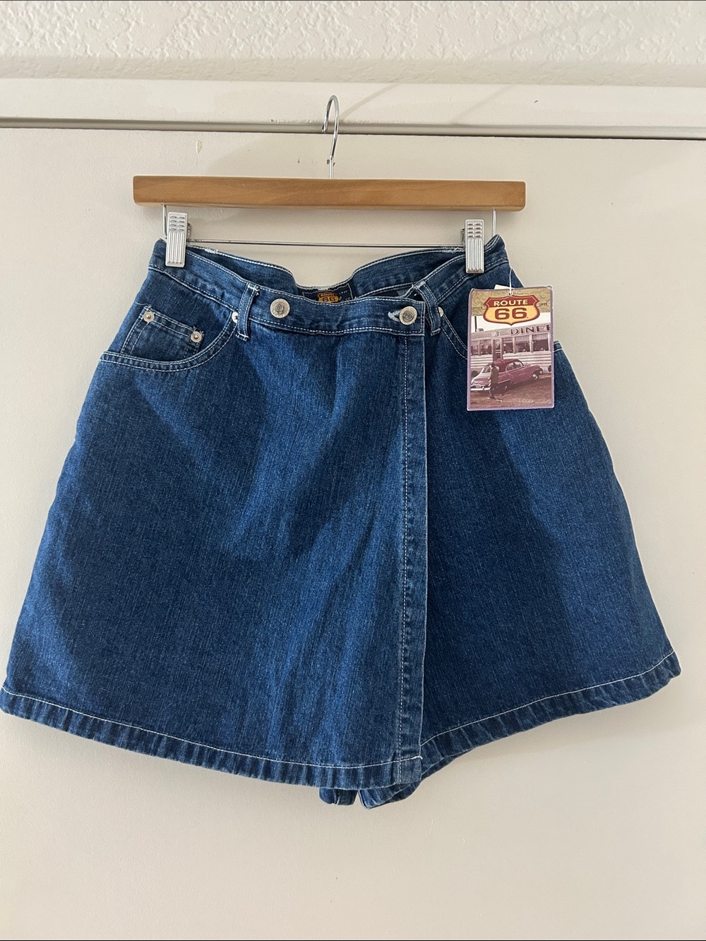 Y2K Vintage Route 66 Dark Blue Denim Skorts Size: 9/10 NWT